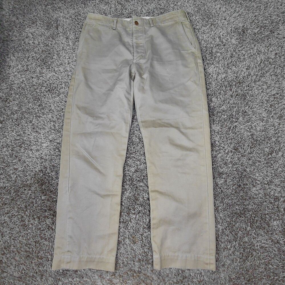 Buck Mason Officer Chino Pants Mens 33x28 Beige Service Twill Cotton Straight